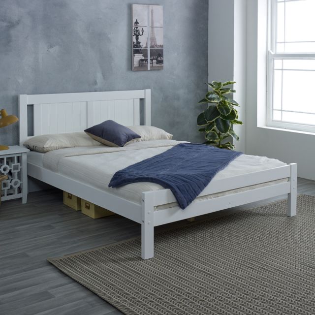 Glory White Wooden Bed Frame