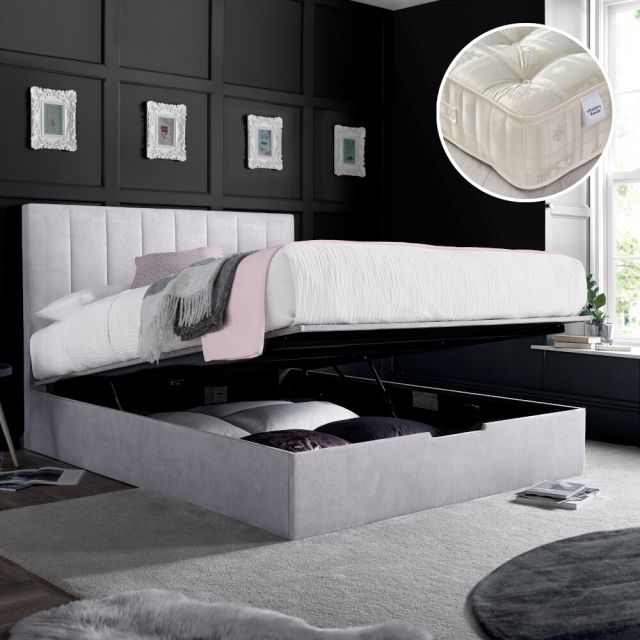 Lincoln Connect Silver Ottoman Bed with Majestic Mattress Included