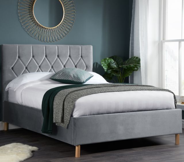 Loxley Grey Velvet Fabric Ottoman Storage Bed