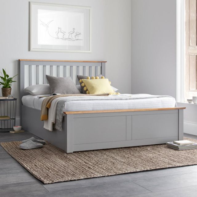 Malmo Grey Wooden Ottoman Bed - 4ft6 Double