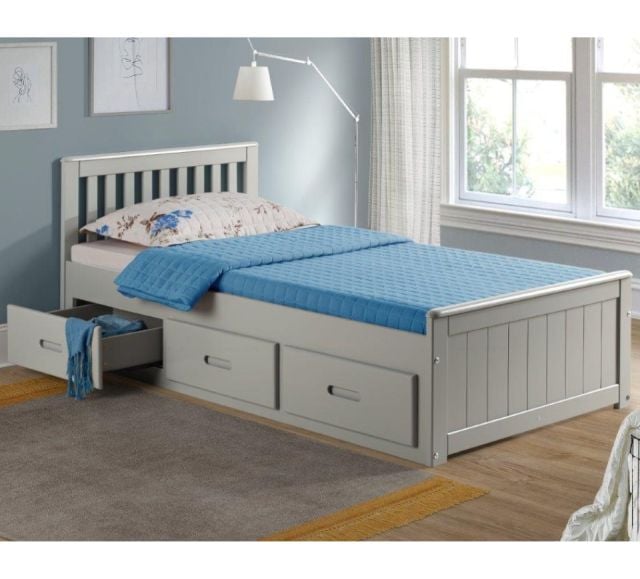Mission Grey Wooden Storage Bed Frame - 3ft Single