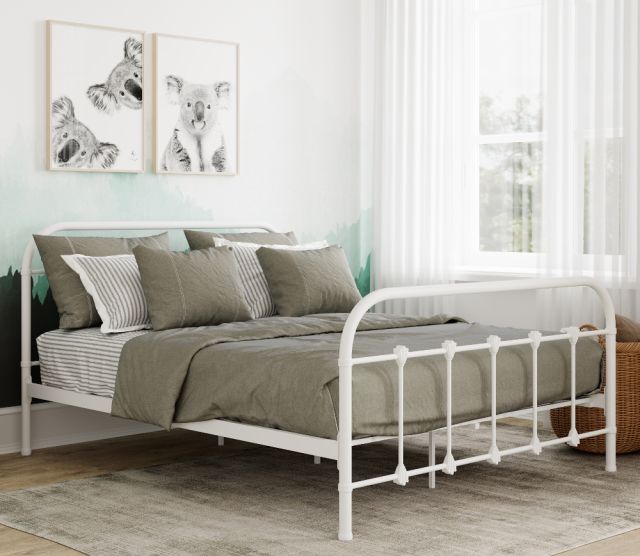 Orea White Metal Bed