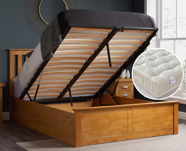 Phoenix Oak Ottoman Bed with Ortho Royale Mattress Included