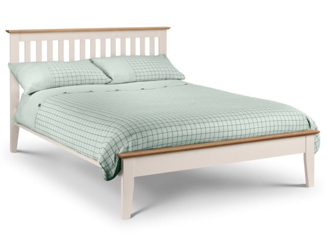 Salerno Ivory and Oak Finish Wooden Bed