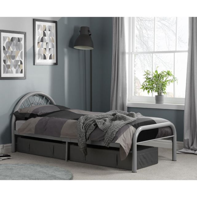 Solo Silver Finish Metal Bed Frame - 3ft Single