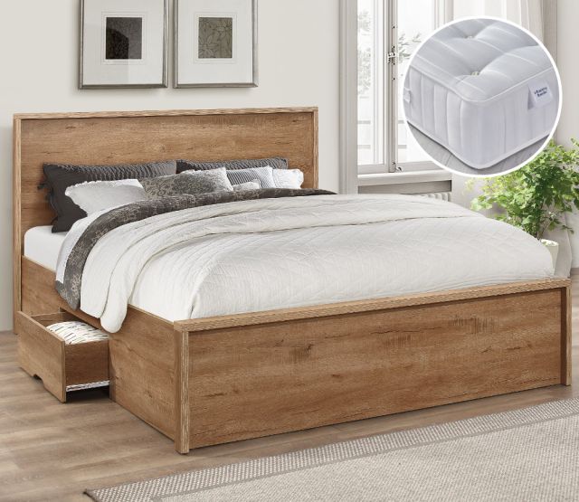 Stockwell Oak Storage Bed with Super Ortho Mattress Included