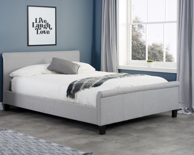 Stratus Grey Fabric Sleigh Bed Frame - 4ft6 Double