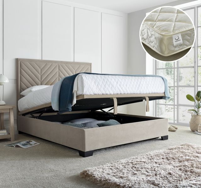 Watson Warm Stone Ottoman Bed with Eclipse Pocket Mattress Included