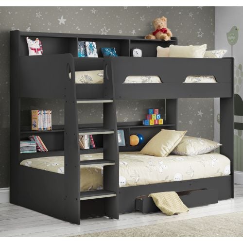 Orion Anthracite Wooden Storage Bunk Bed, Wooden Bunk Beds With Storage Uk