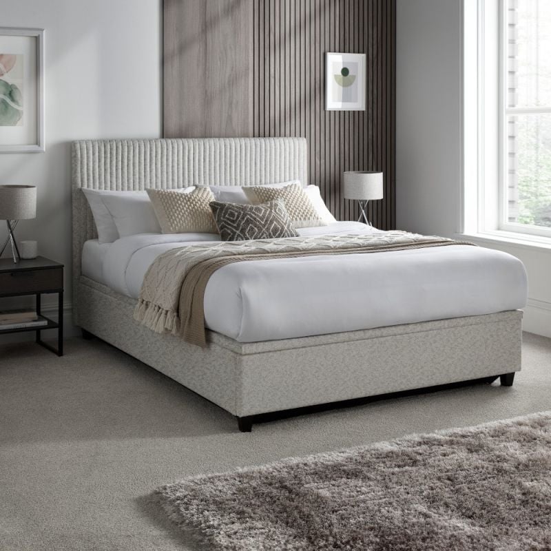 Avery Stone Grey Fabric Ottoman Storage Bed