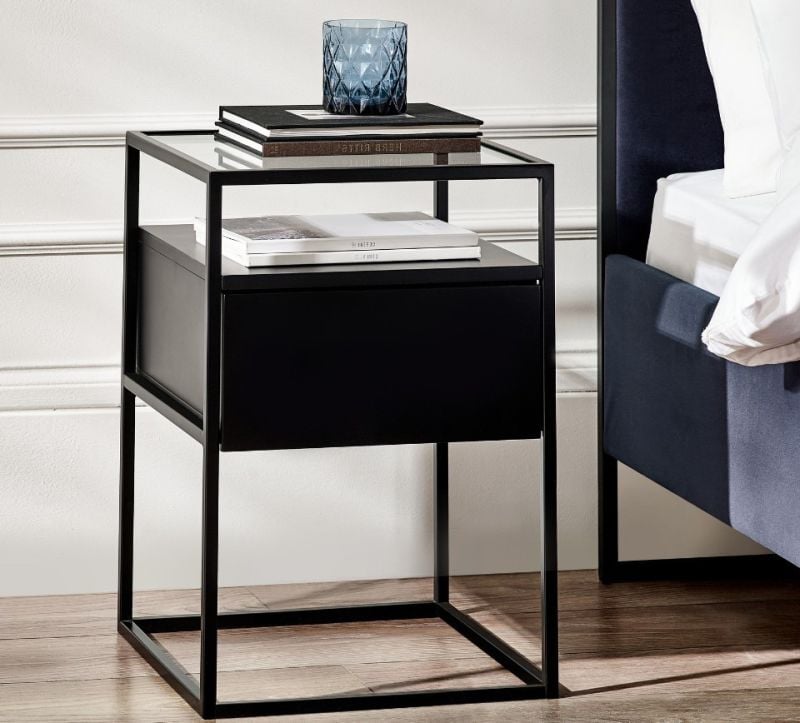 Universal Black 1 Drawer Bedside Table