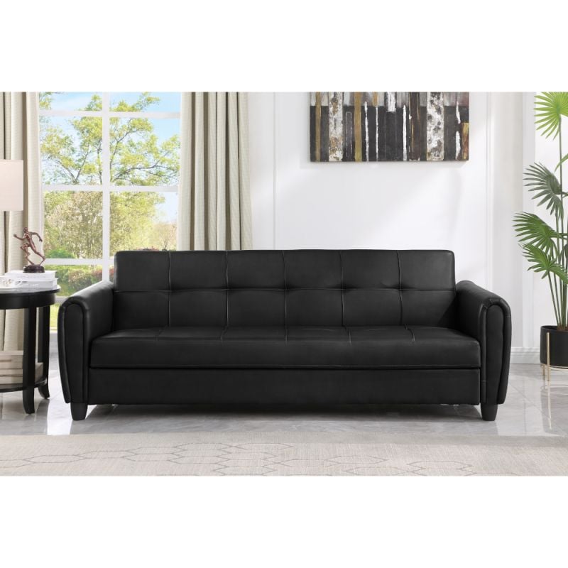 Zinc Black 3 Seater Leather Sofa Bed