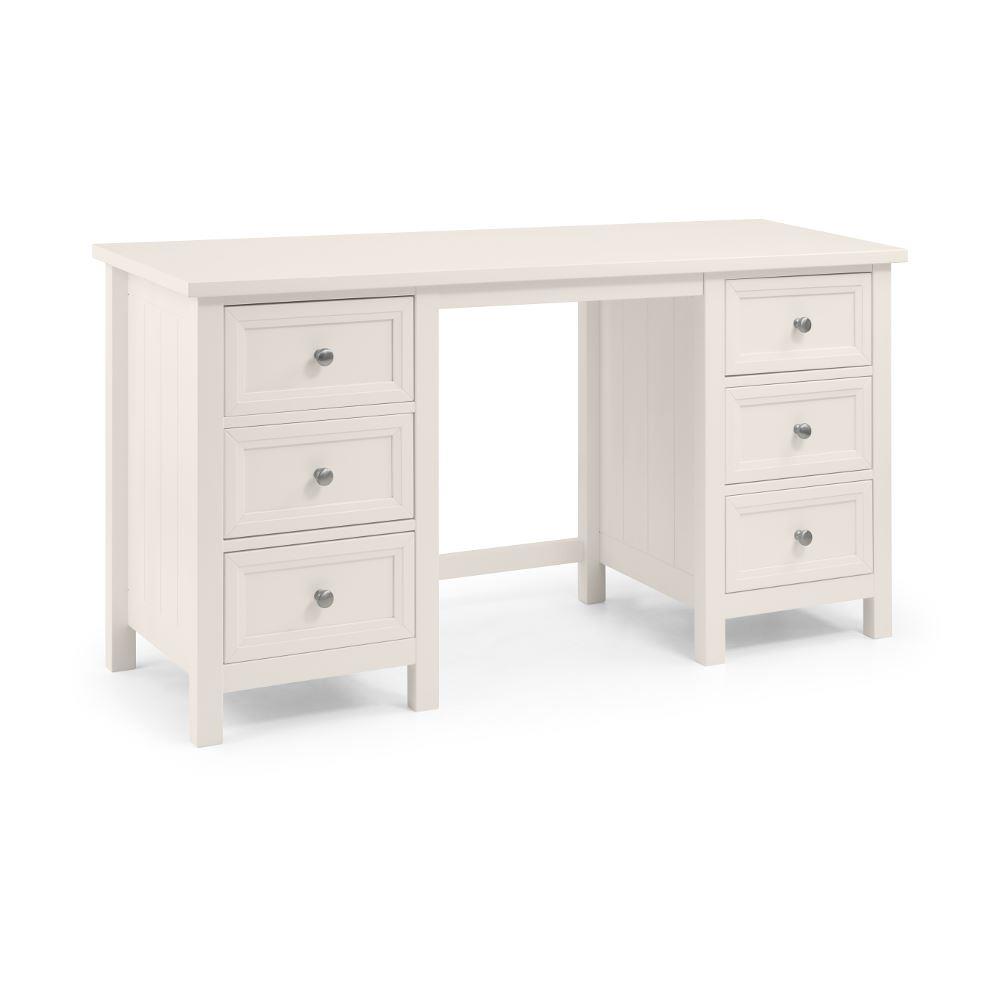 Maine - Double Pedestal Dressing Table - White - Wooden - Happy Beds