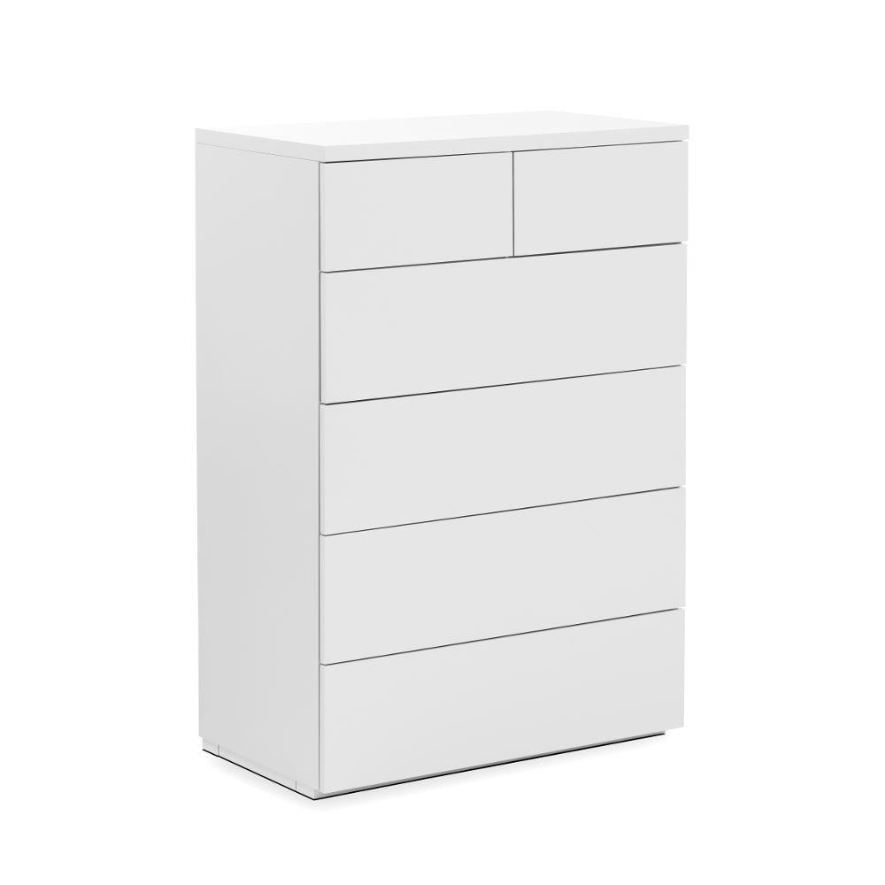 Monaco - High Gloss 4 + 2 Drawer Chest - White - Wooden - Happy Beds