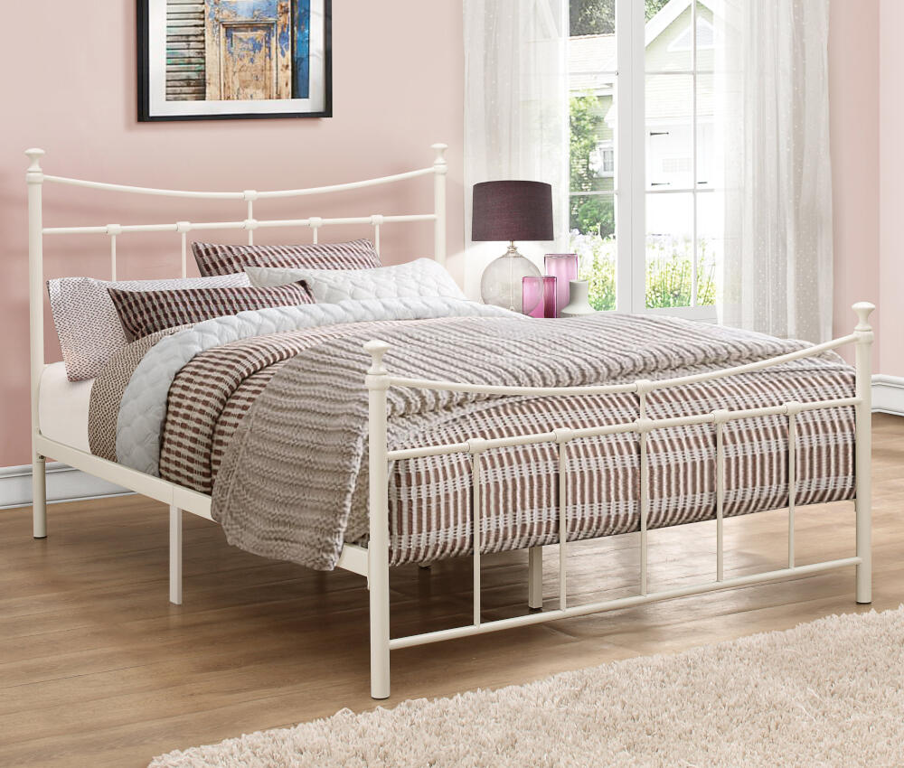 Emily - Small Double - Metal Bed - Cream White - Metal - 4ft - Happy Beds
