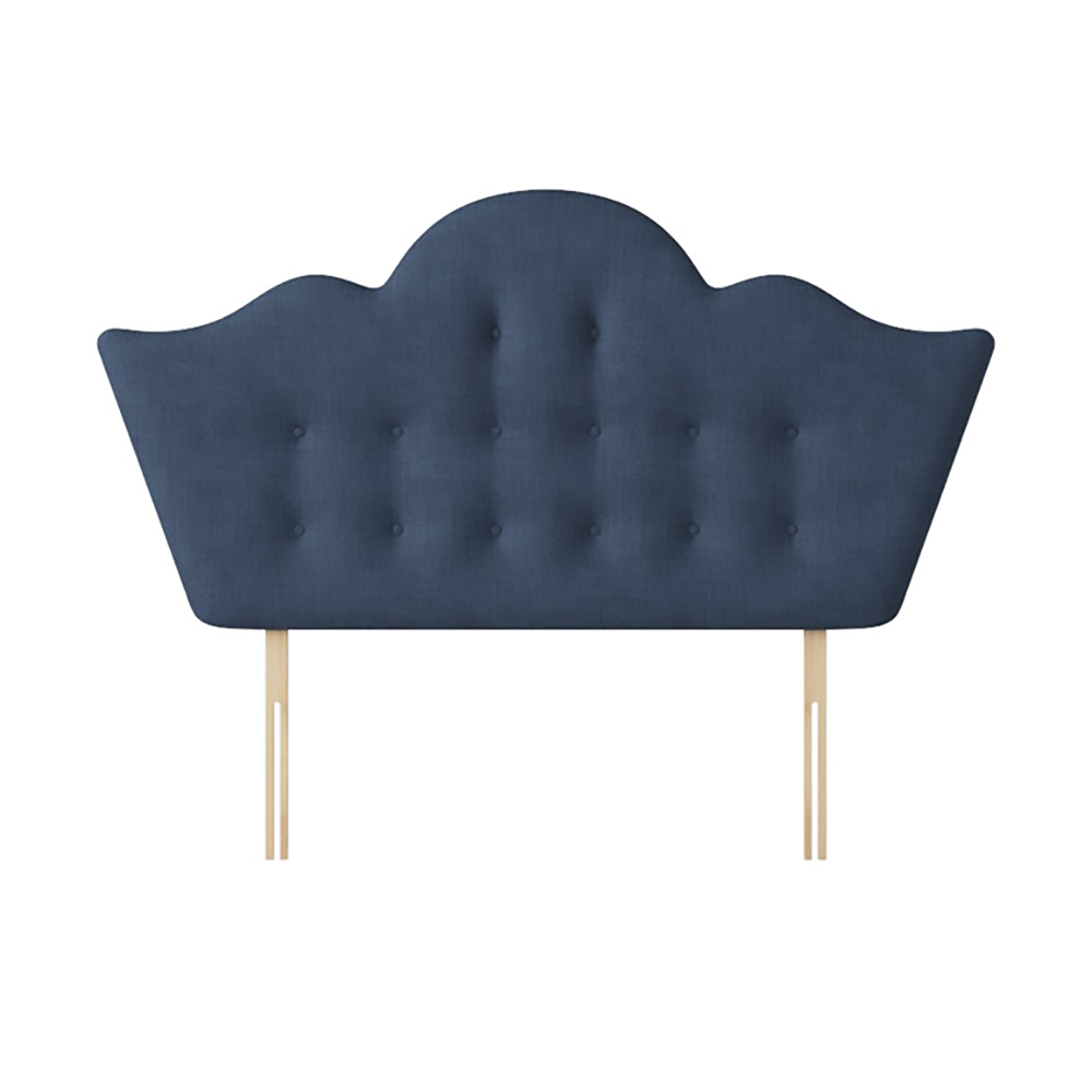 Florence - Small Double - Buttoned Headboard - Dark Blue - Fabric - 4ft - Happy Beds