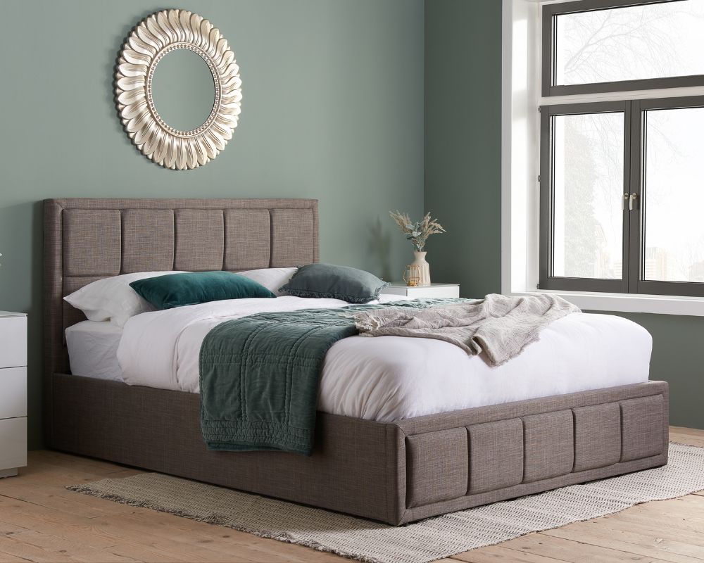 Hannover - Small Double - Ottoman Storage Bed - Grey - Fabric - 4ft - Happy Beds