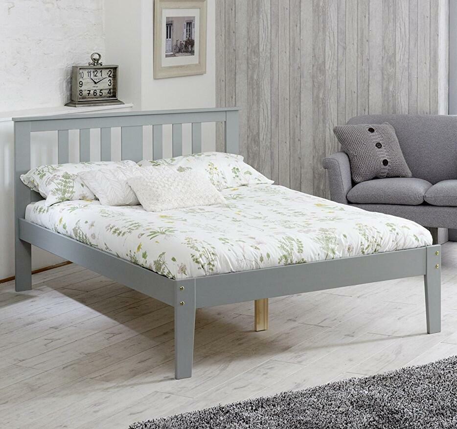 Kingston - Small Double - Grey - Wood - 4ft - Happy Beds