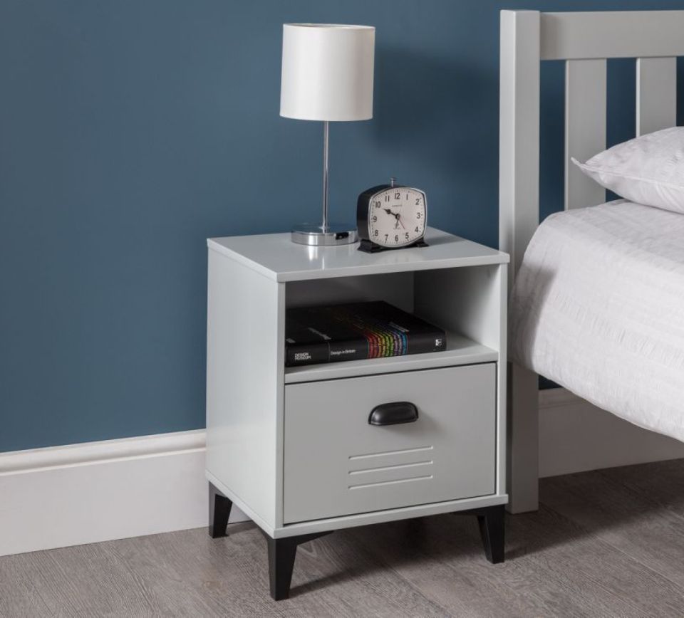 Lakers Locker - 1 Drawer Bedside Table - Grey - Wooden - Happy Beds