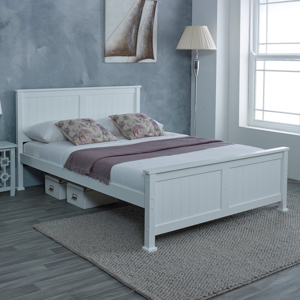 Madrid - Small Double -White - Wooden - 4ft - Happy Beds