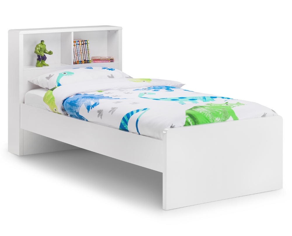 Manhattan - Single - Kids Bookcase Bed - Gloss White - Wood - 3ft - Happy Beds