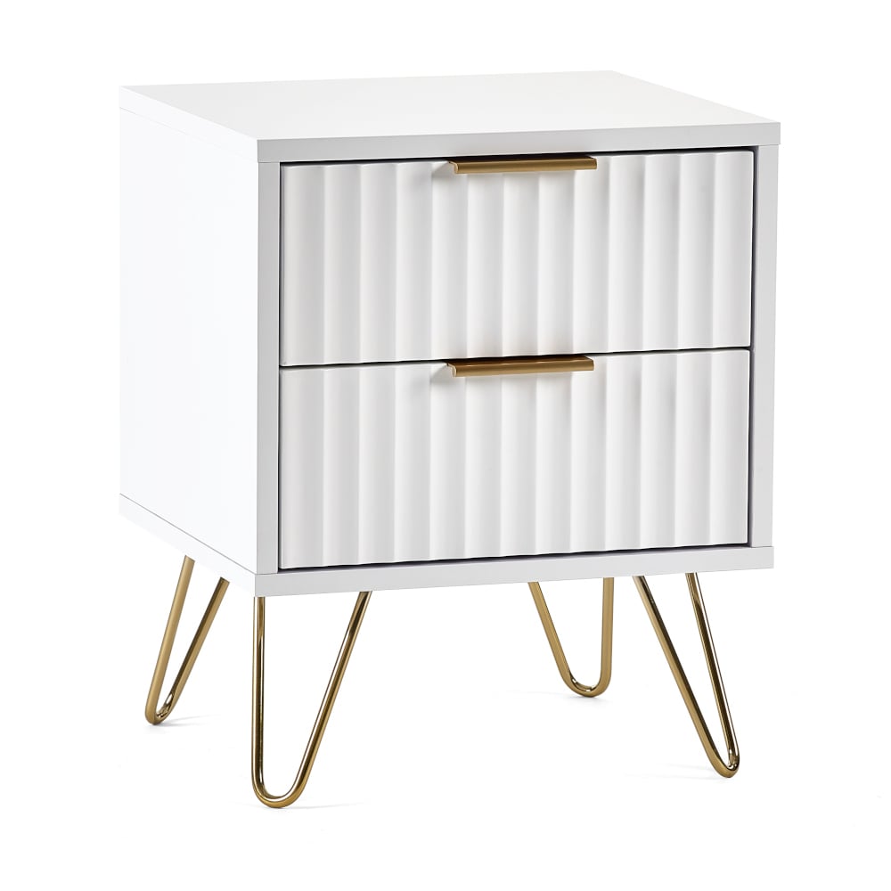 Murano - 2 Drawer Bedside Table - White - Wooden - Happy Beds