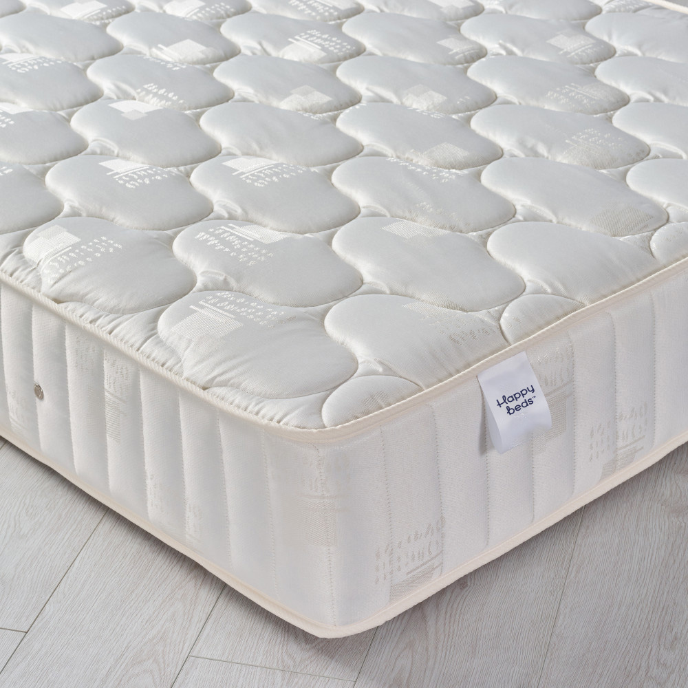 2ft6 Small Single Quilted Fabric Mattress - Semi-Orthopaedic Pinerest Spring - Happy Beds