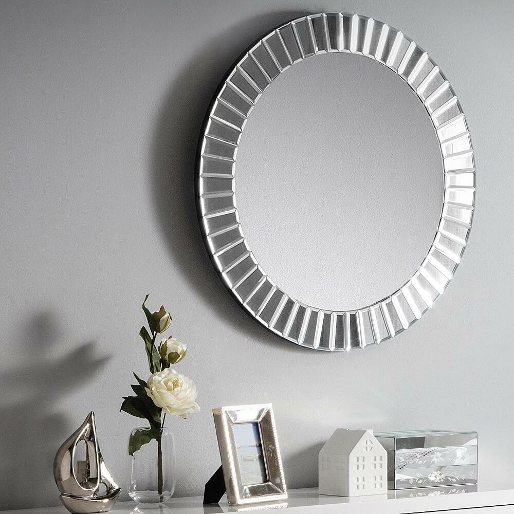 Sonata - Small - Round Wall Mirror - Silver - Happy Beds
