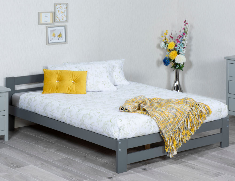 Xiamen - Small Double - Grey - Wood - 4ft - Happy Beds