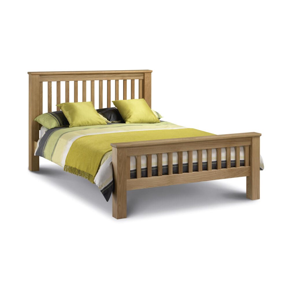 High Foot End Solid Oak Wooden Bed, King Size Bed Size In Ft