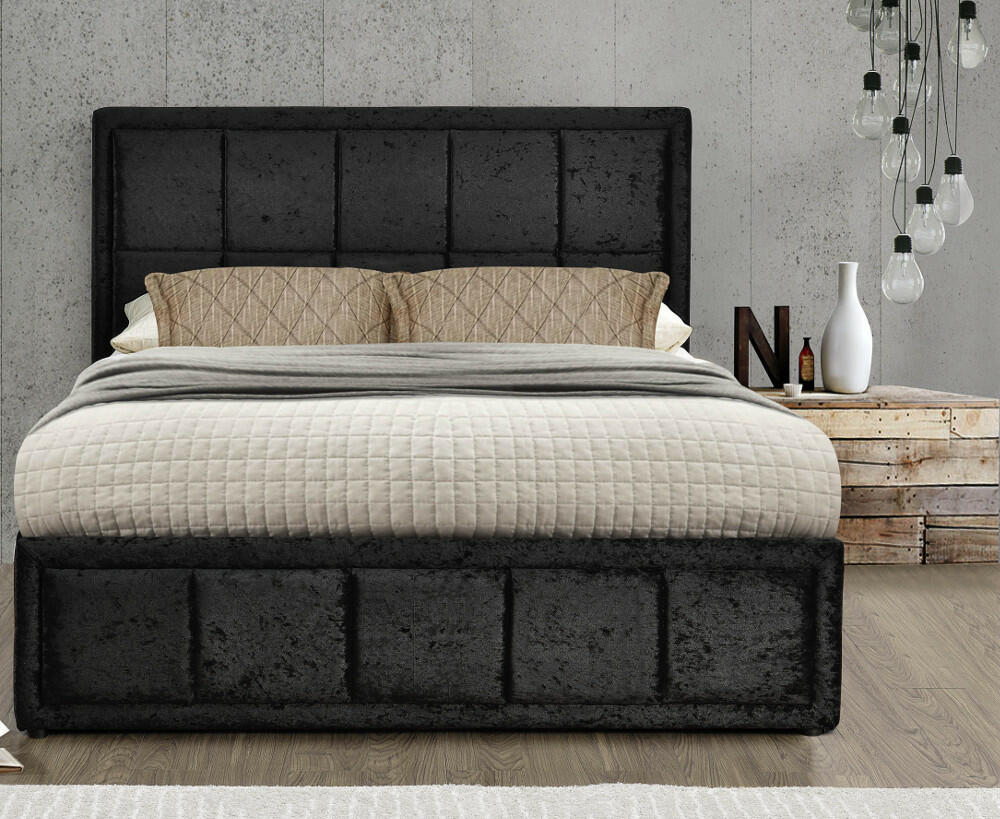 Hannover Black Velvet Fabric Bed, Black Velvet Bed Frame