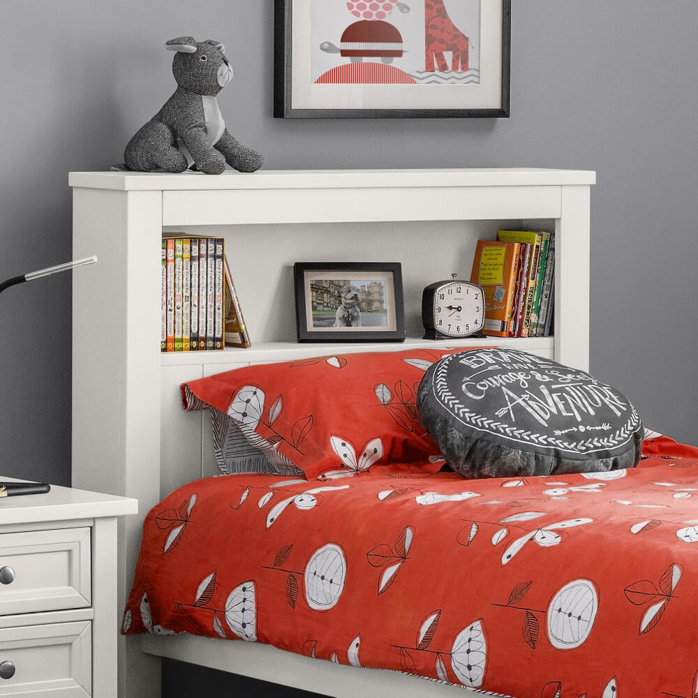 Maine Surf White Bookcase Bed Headboard Shot