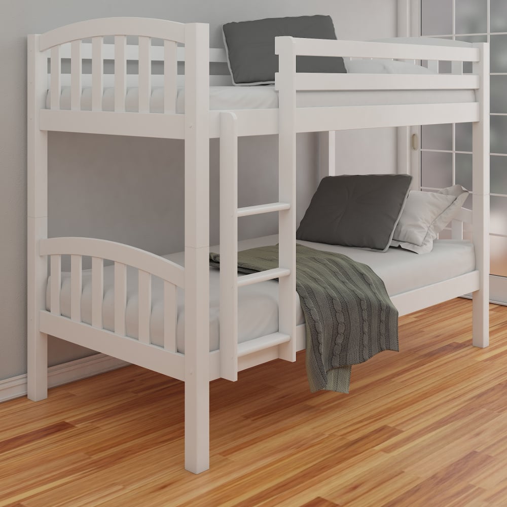 Solid Pine Wooden Bunk Bed Frame, Bunk Beds White With Stairs