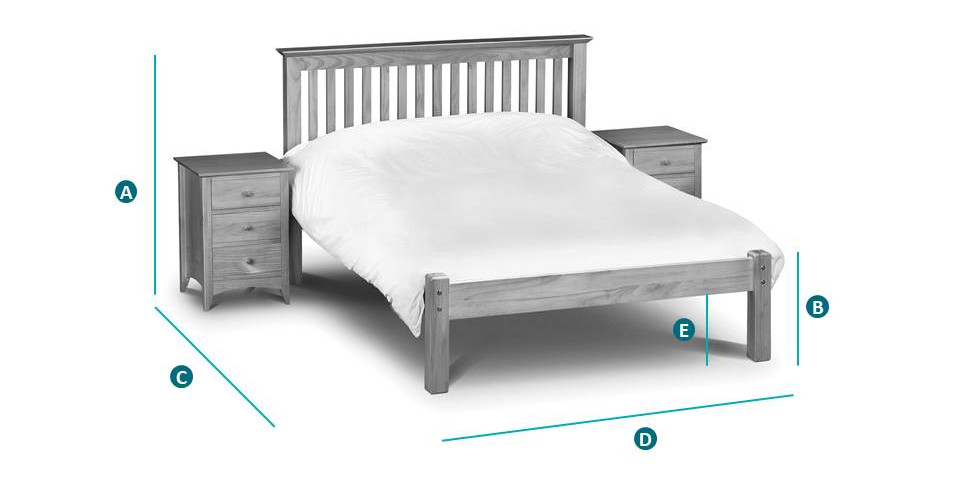 Happy Beds Barcelona Low Foot End White 4ft, 4ft6 & 5ft Sketch Dimensions