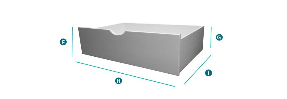 Happy Beds Bedford White Bunk Underbed Storage Drawer Sketch Dimensions