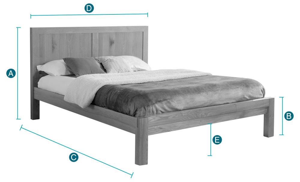 Happy Beds Bellevue Oak Bed Sketch Dimensions