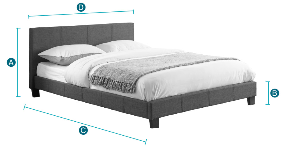 Happy Beds Berlin Black Bed 4ft, 4ft6 & 5ft Sketch Dimensions