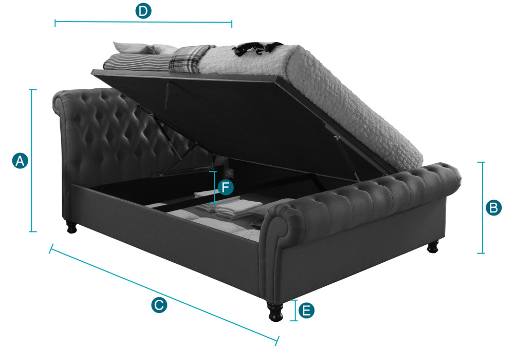 Castello Charcoal Ottoman Scroll Bed Sketch