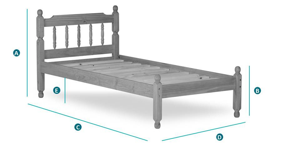 Colonial Waxed Pine Wooden Bed Single Sketch