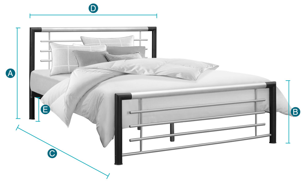 Faro Black And Silver Finish Metal Bed Double Sketch