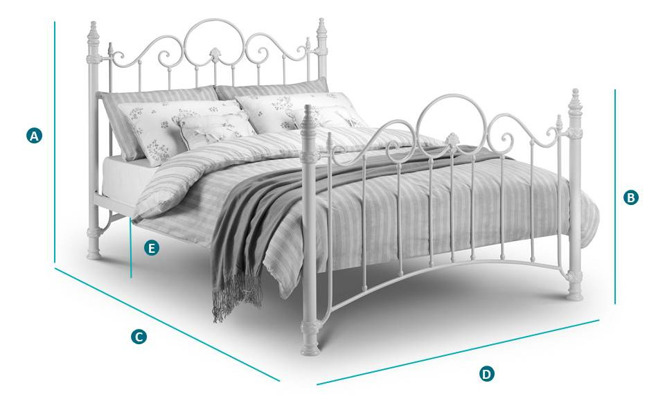 Florence Stone White Metal Bed Sketch