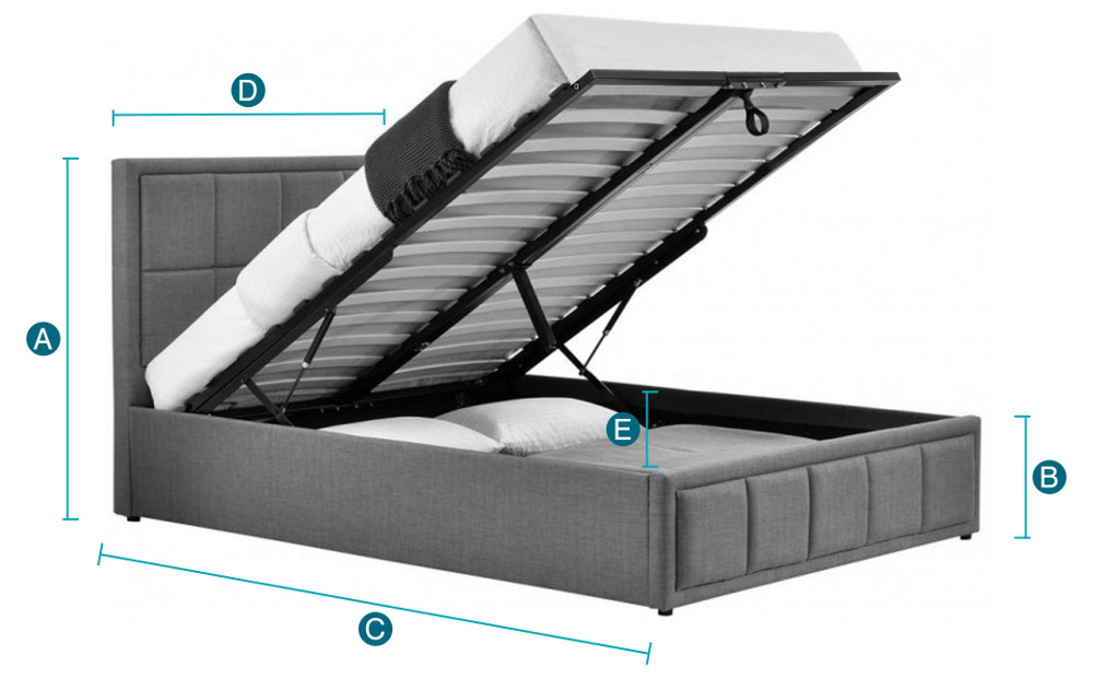 Hannover Grey Fabric Ottoman Storage Bed Sketch