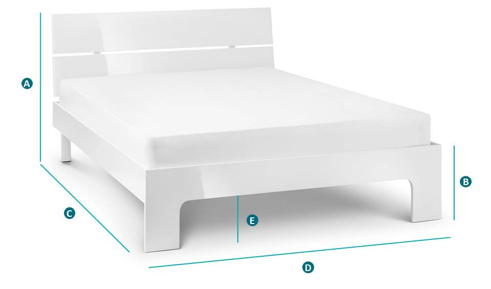 Manhattan White Gloss Wooden Bed, Manhattan King Size Bed Dimensions