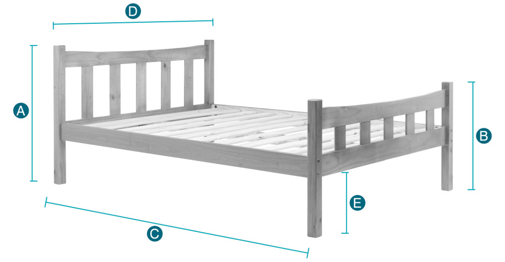 Happy Beds Miami 4ft & 4ft6 Wooden Bed Sketch Dimensions