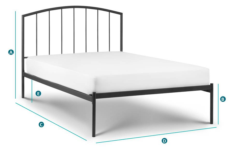 Happy Beds Onyx Anthracite Metal Double Bed Sketch Dimensions
