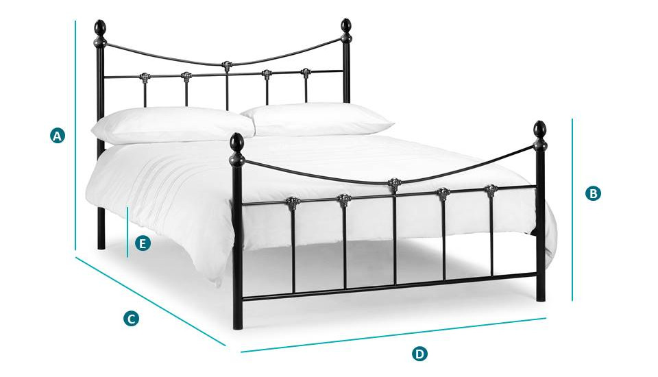 Happy Beds Rebecca Metal Bed Sketch Dimensions