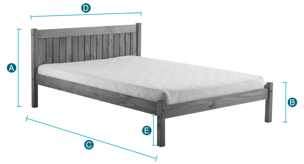 Happy Beds Rio White Washed Double Bed Sketch Dimensions