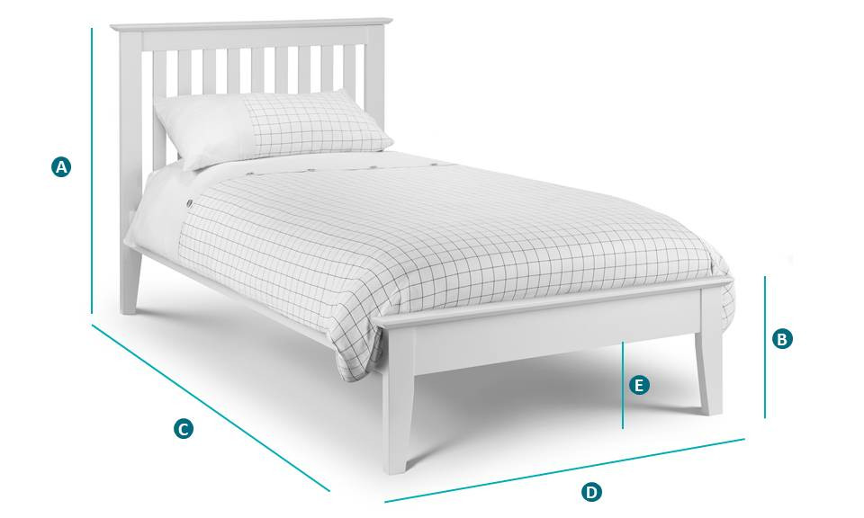 Happy Beds Salerno Wooden Bed 3ft Sketch Dimensions