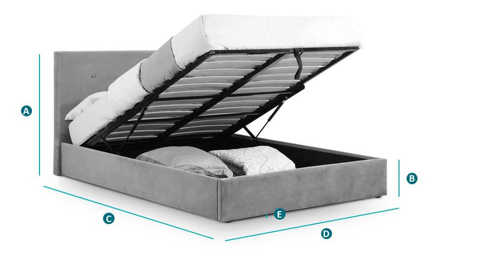 Happy Beds Shoreditch Ottoman Bed Sketch Dimensions