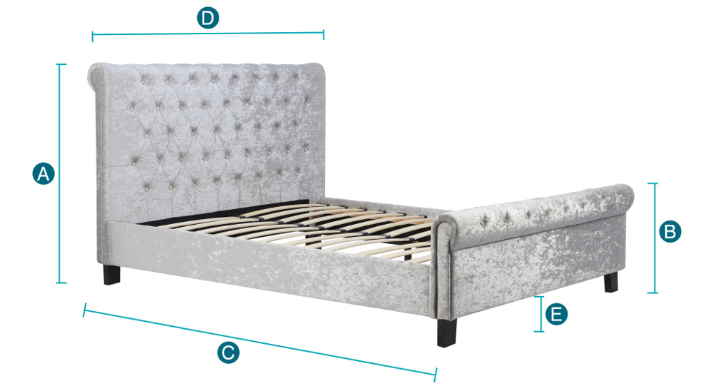 Happy Beds Sienna Steel Fabric Bed Sketch Dimensions